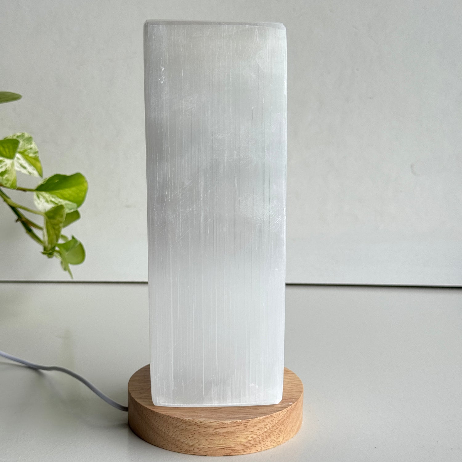 Selenite Lamp Tower With Engraving