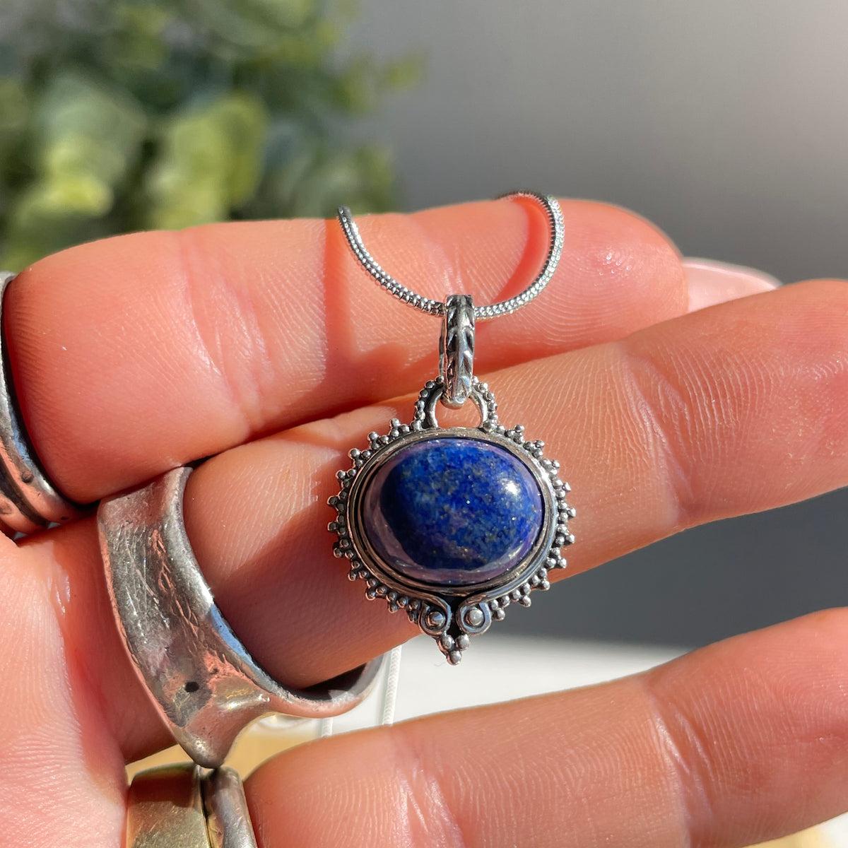 Lapis Lazuli Oval Filigree Pendant