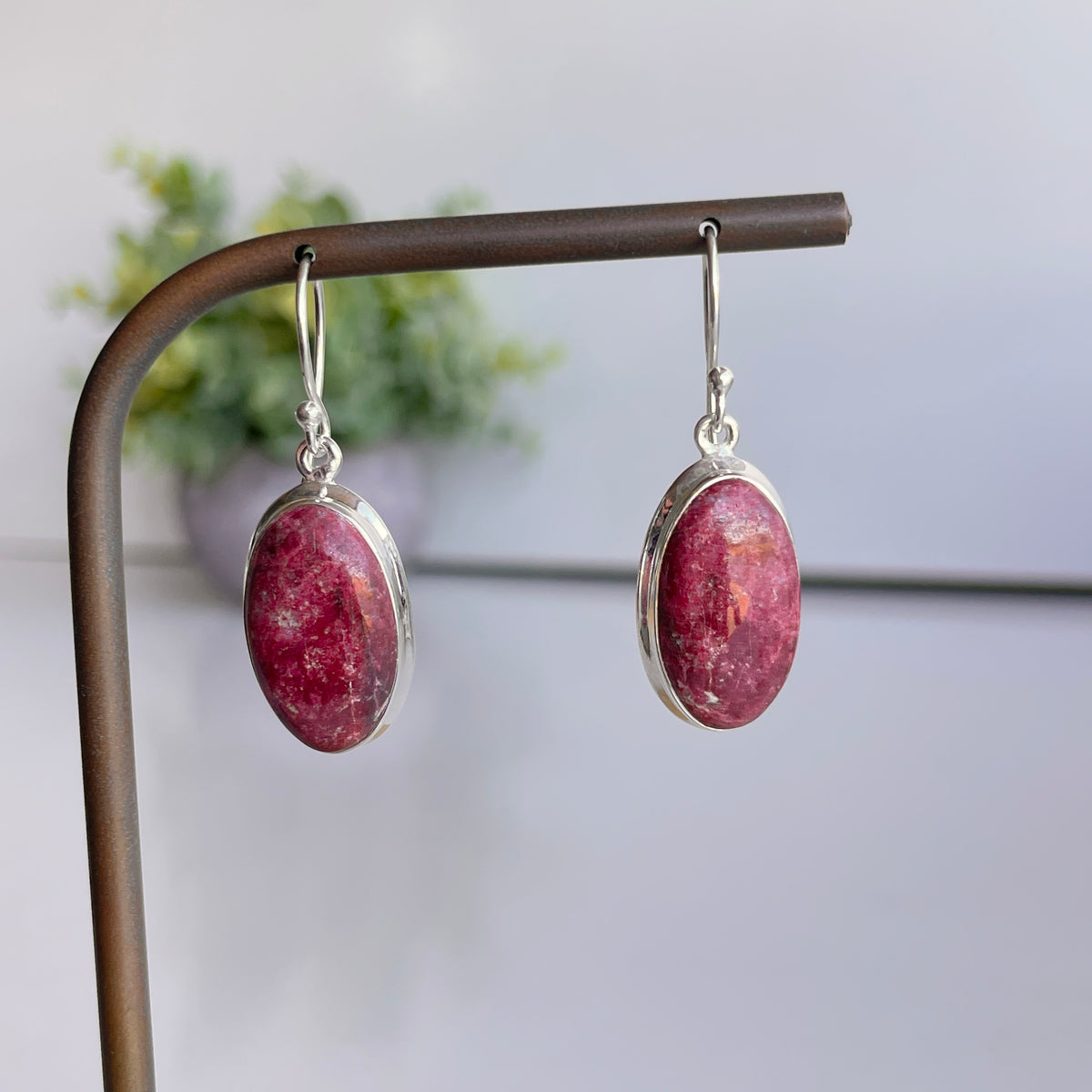 Thulite Oval Earrings