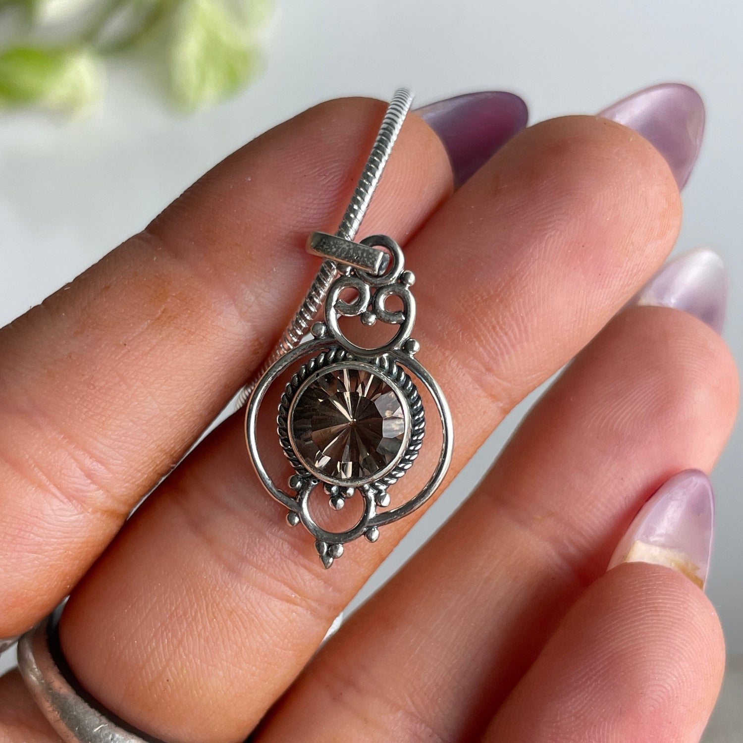 Smoky Quartz Filigree Pendant