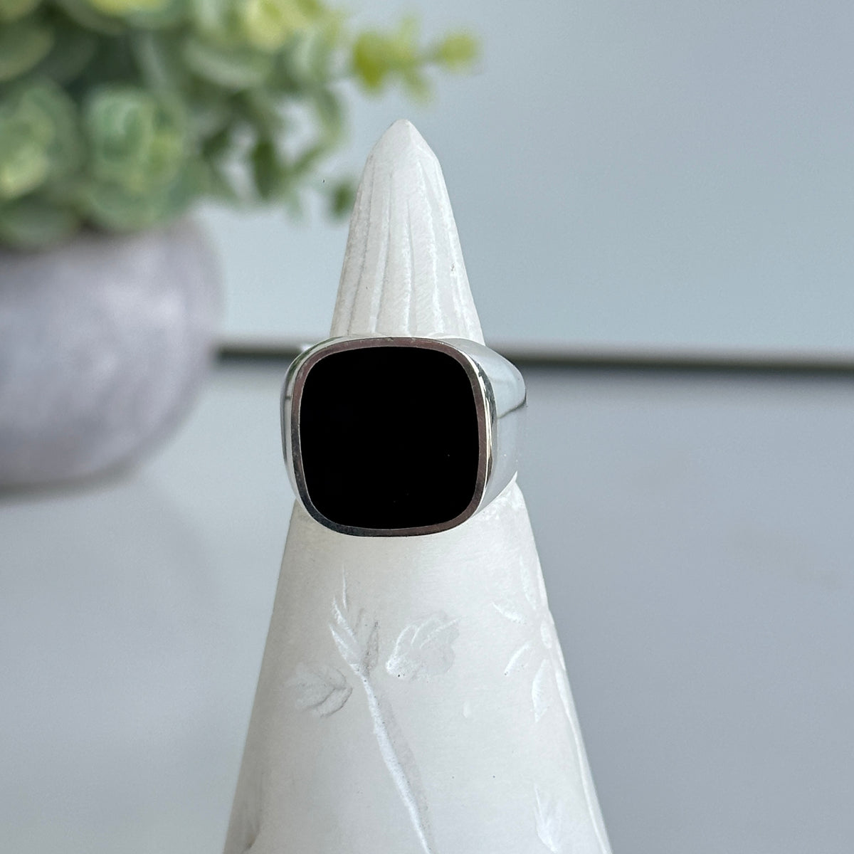 Black Onyx Square Ring Sz11