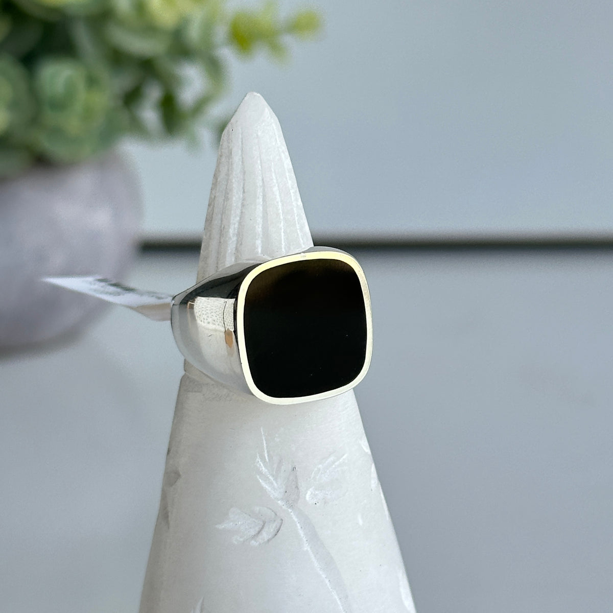 Black Onyx Square Ring Sz11