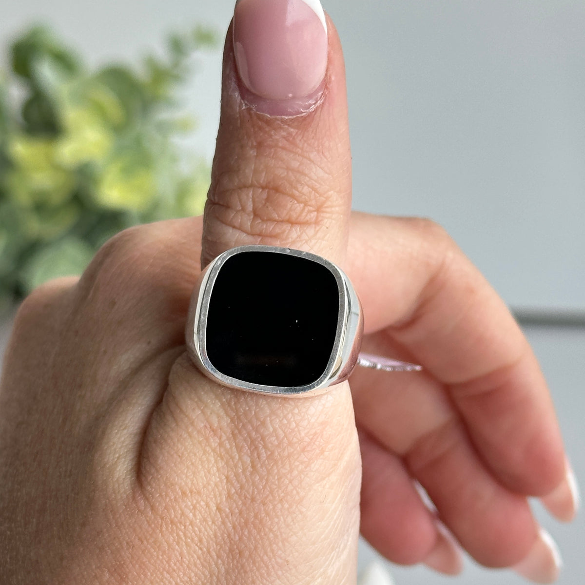 Black Onyx Square Ring Sz11