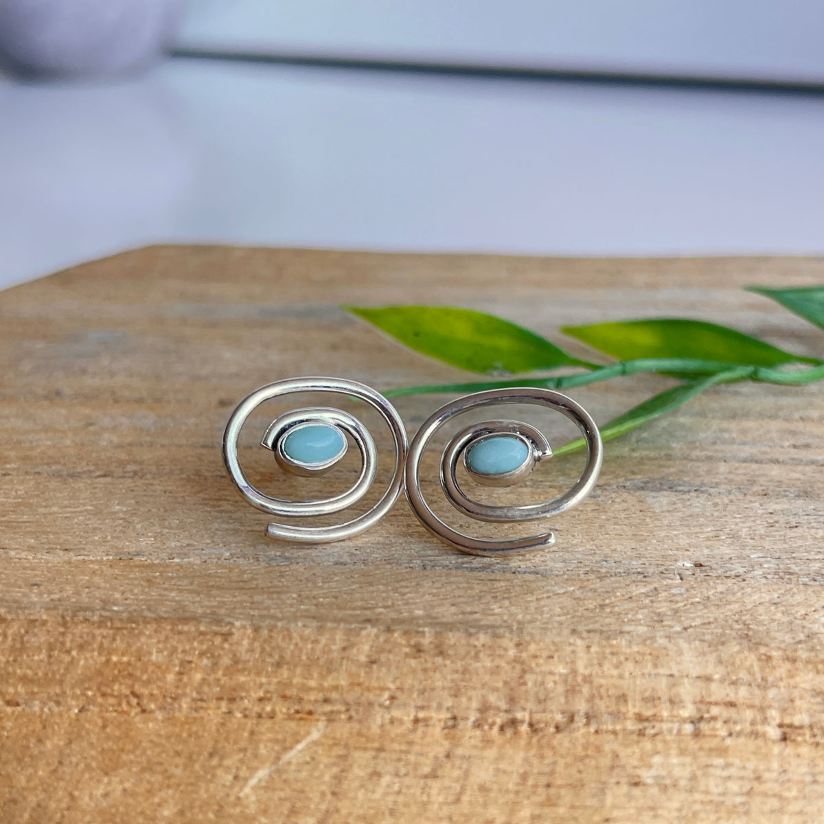 Larimar Swirl Stud Earrings
