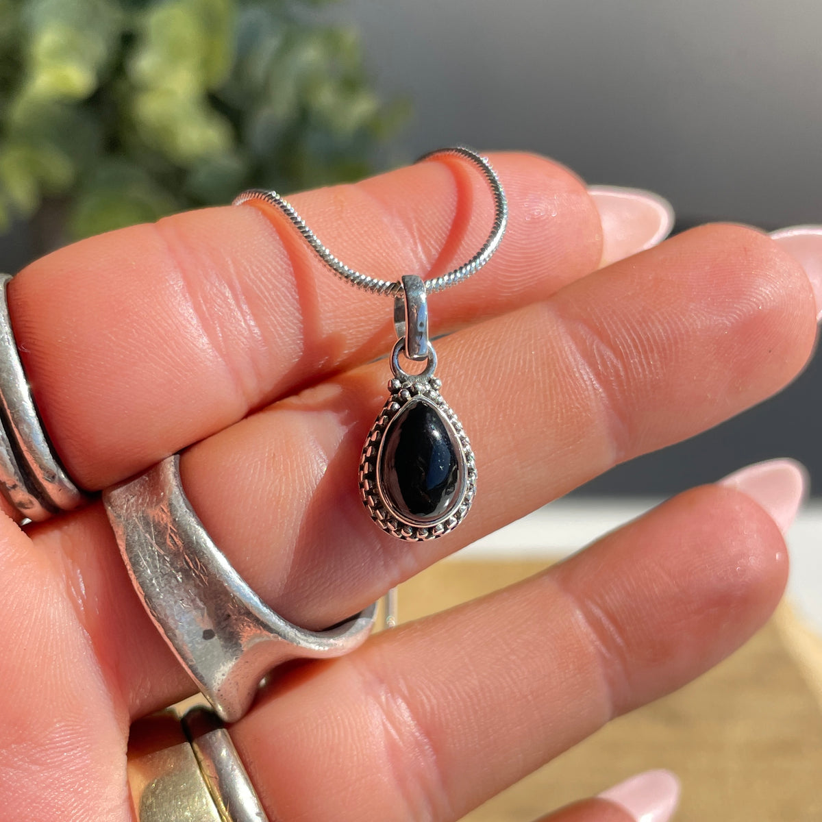Black Onyx Teardrop Pendant