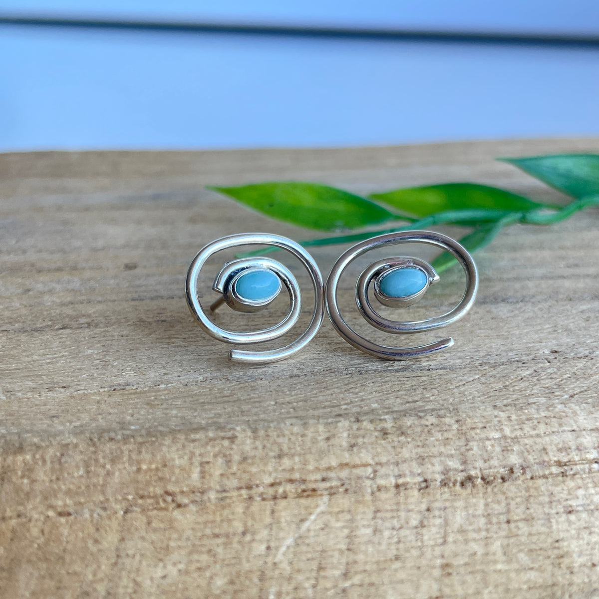 Larimar Swirl Stud Earrings