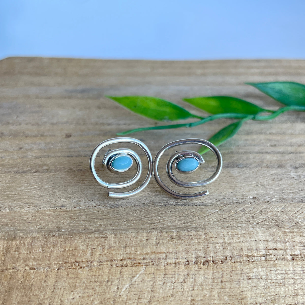 Larimar Swirl Stud Earrings