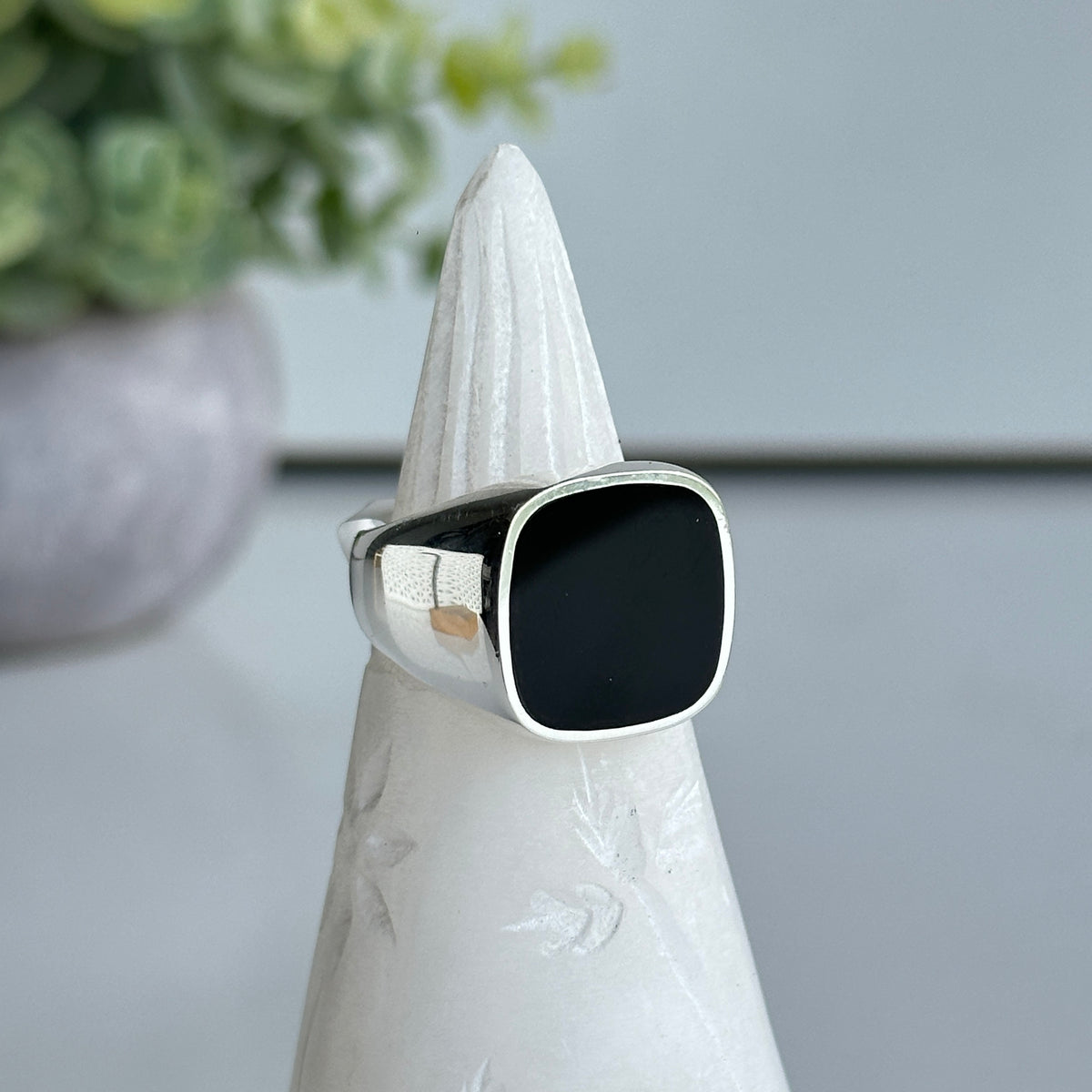 Black Onyx Square Ring Sz14