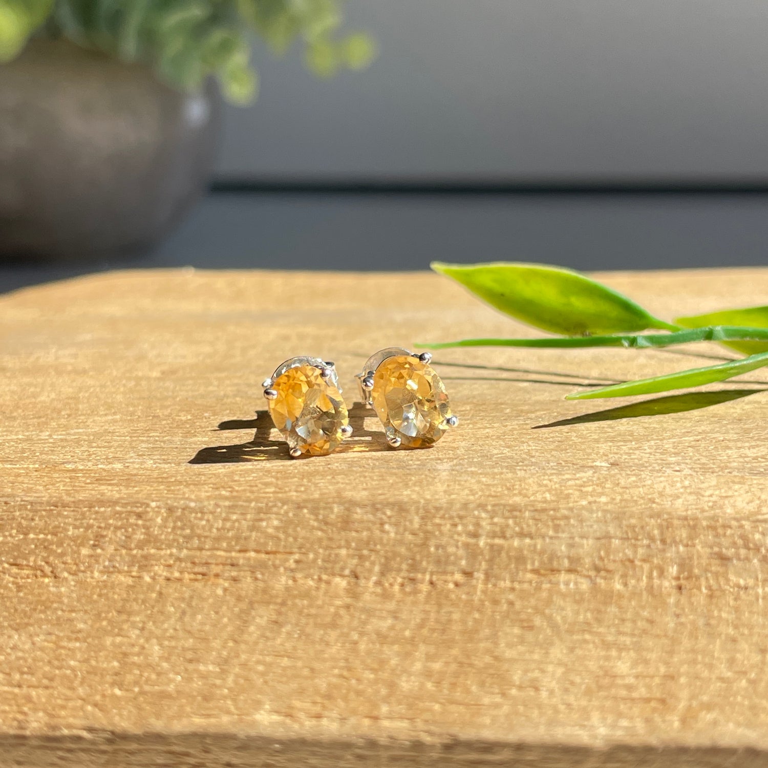 Citrine Oval Stud Earrings