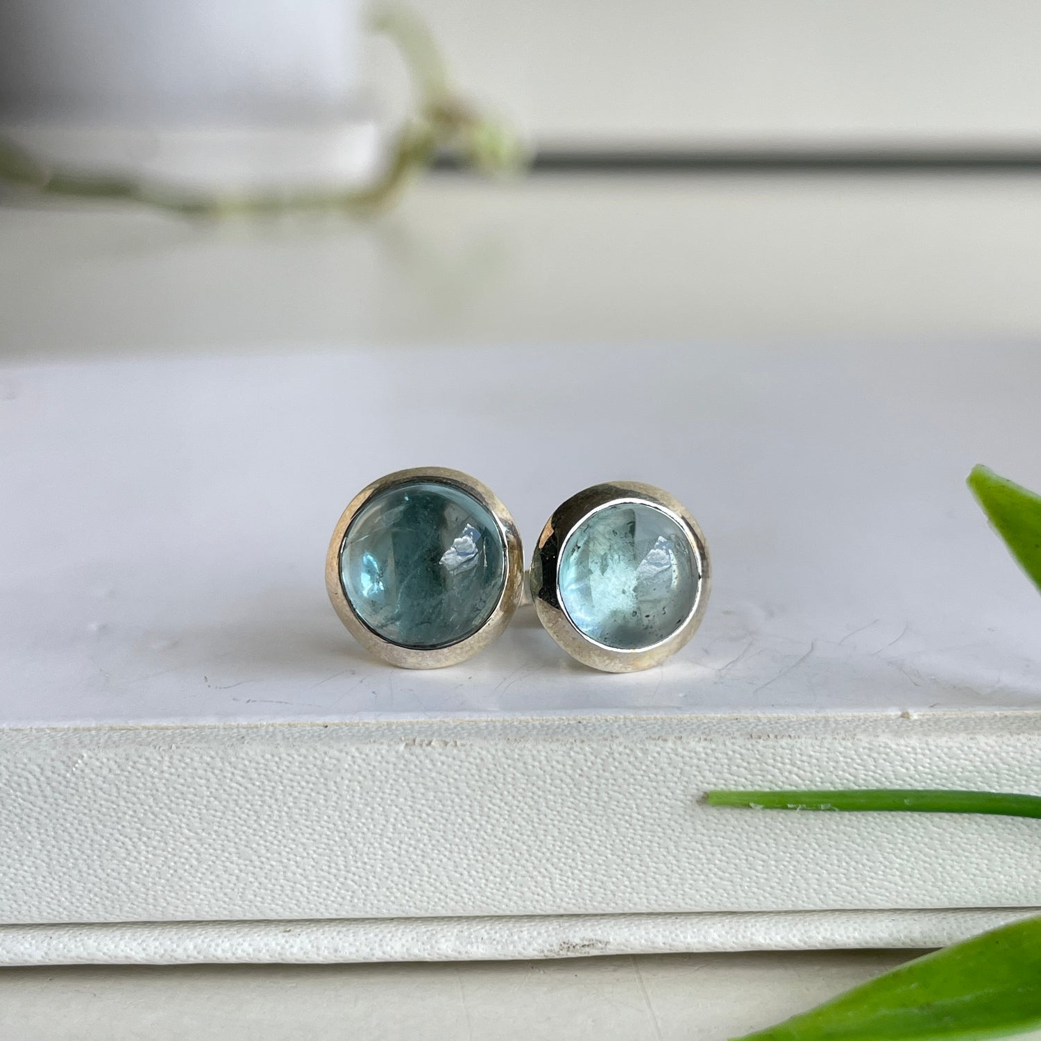 Aquamarine Round Stud Earrings
