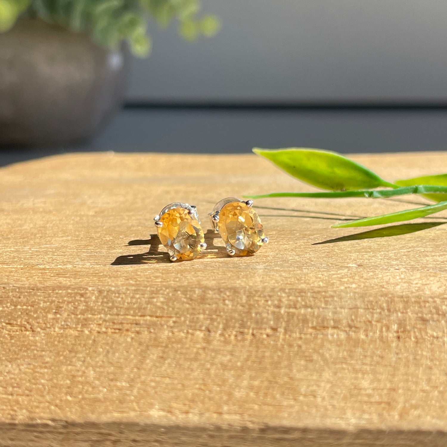 Citrine Oval Stud Earrings