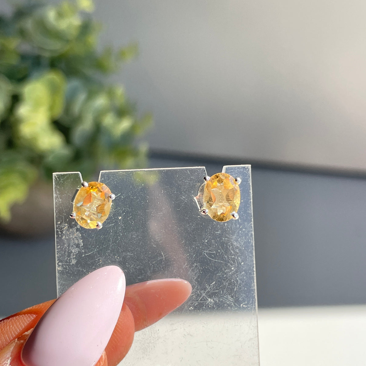 Citrine Oval Stud Earrings