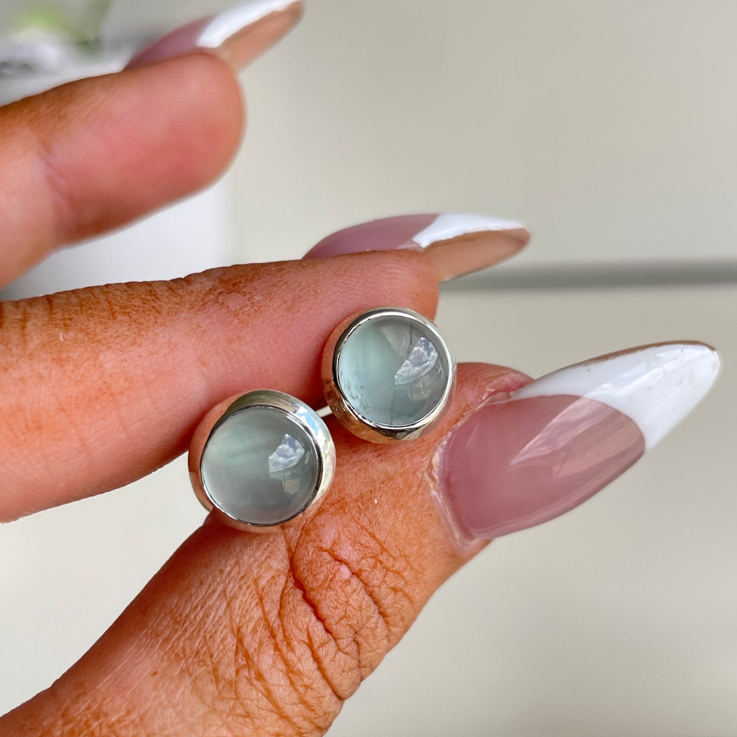 Aquamarine Round Stud Earrings