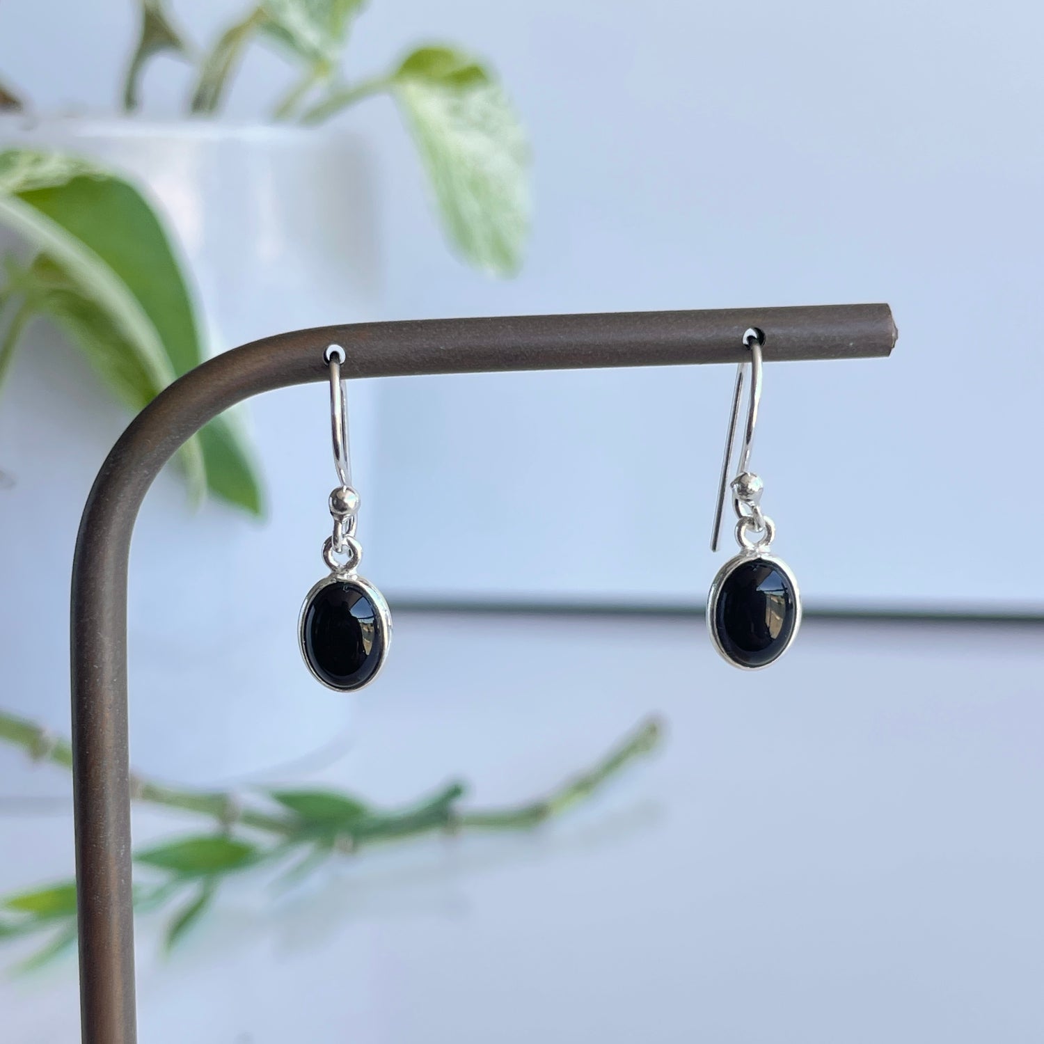 Black Onyx Oval Earrings
