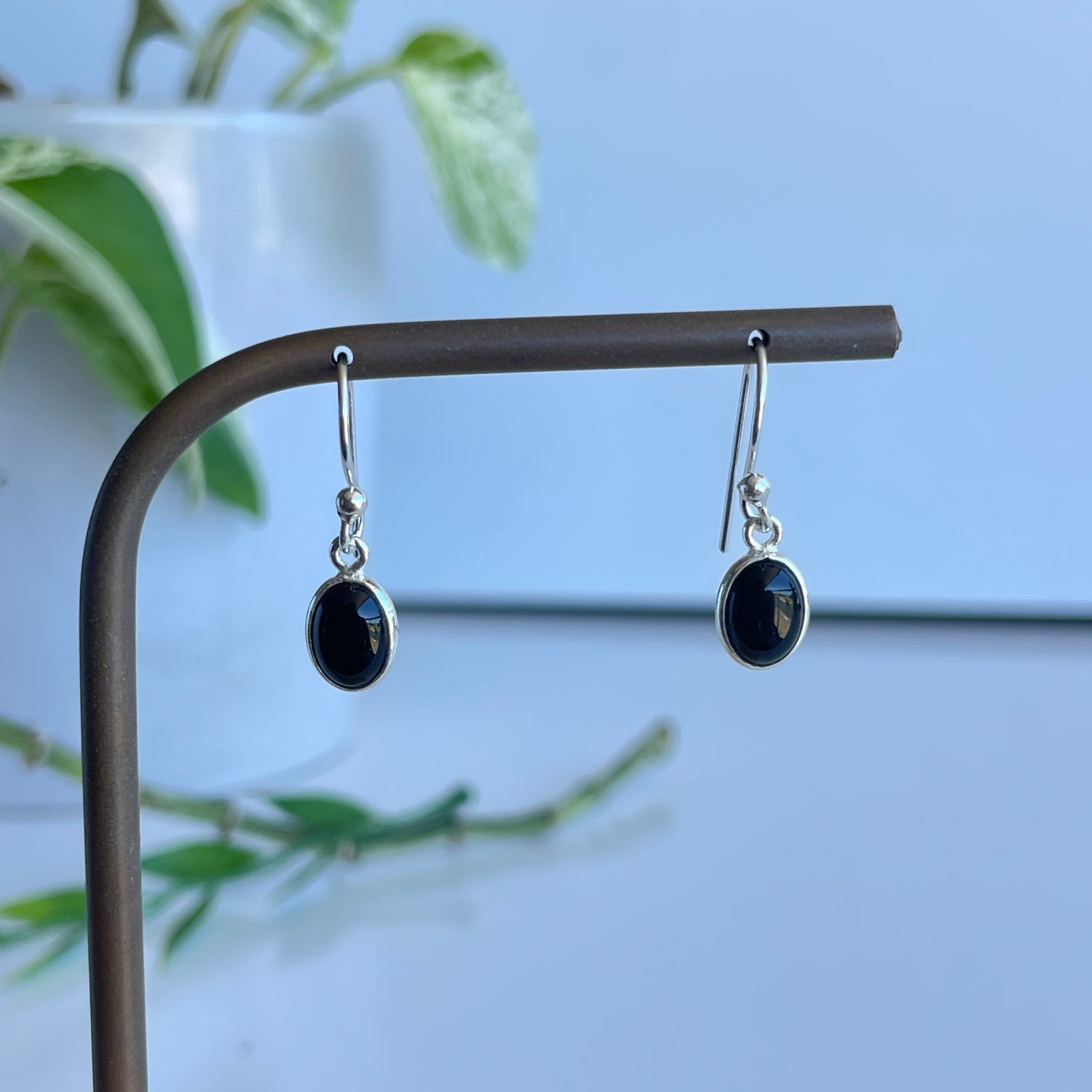 Black Onyx Oval Earrings