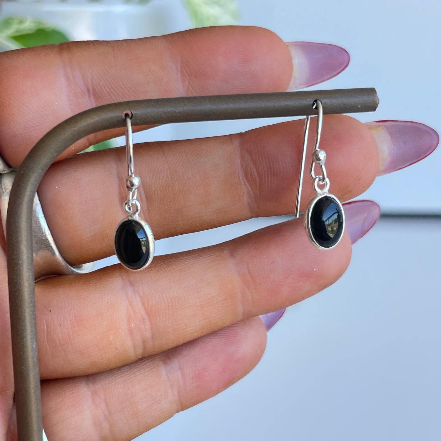 Black Onyx Oval Earrings