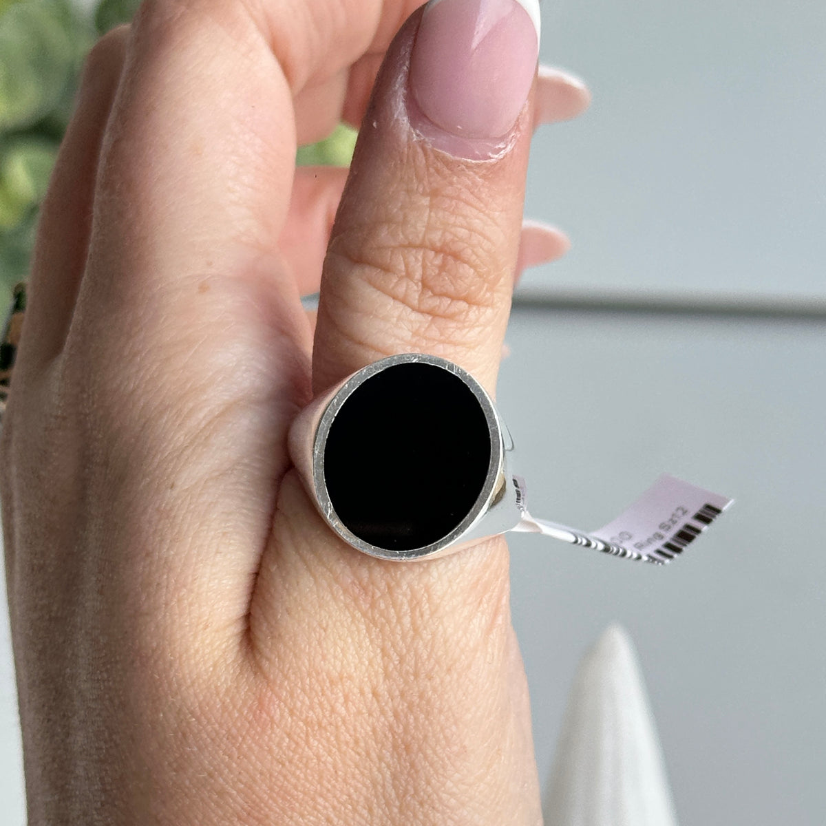 Black Onyx Oval Ring Sz12
