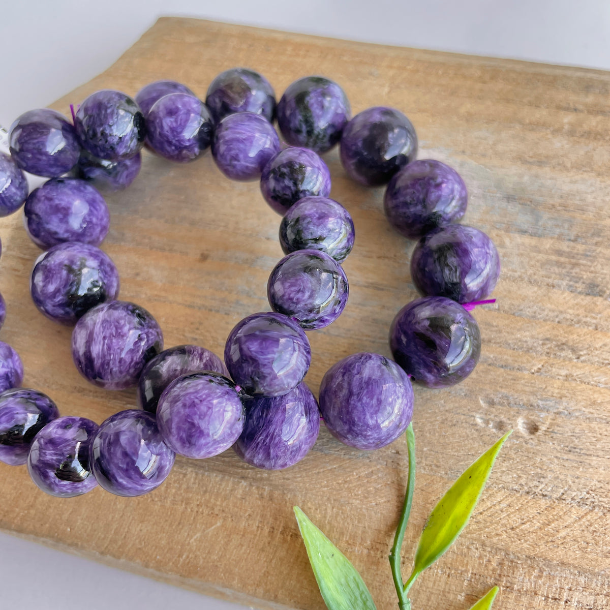 AA Grade Charoite XL Beaded Bracelet