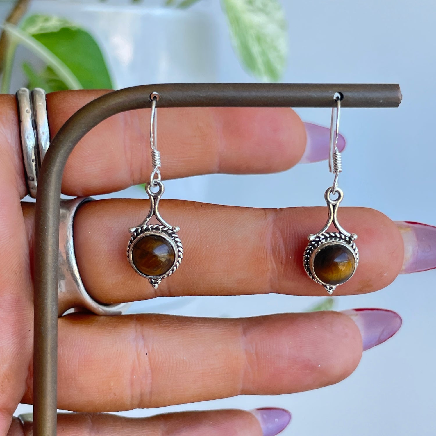 Tigers Eye Round Earrings