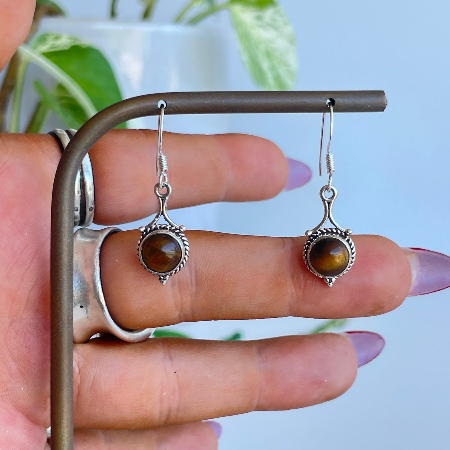 Tigers Eye Round Earrings
