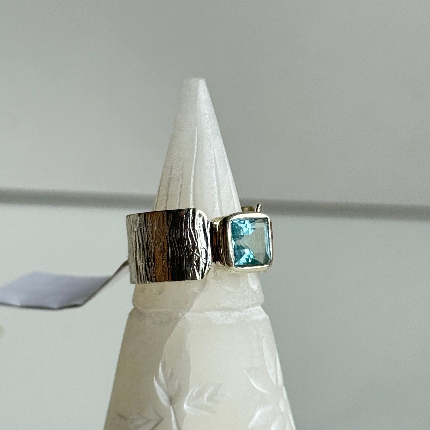 Blue Topaz Square Ring Sz9 003