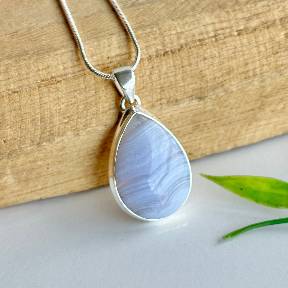 Blue Lace Agate Teardrop Pendant