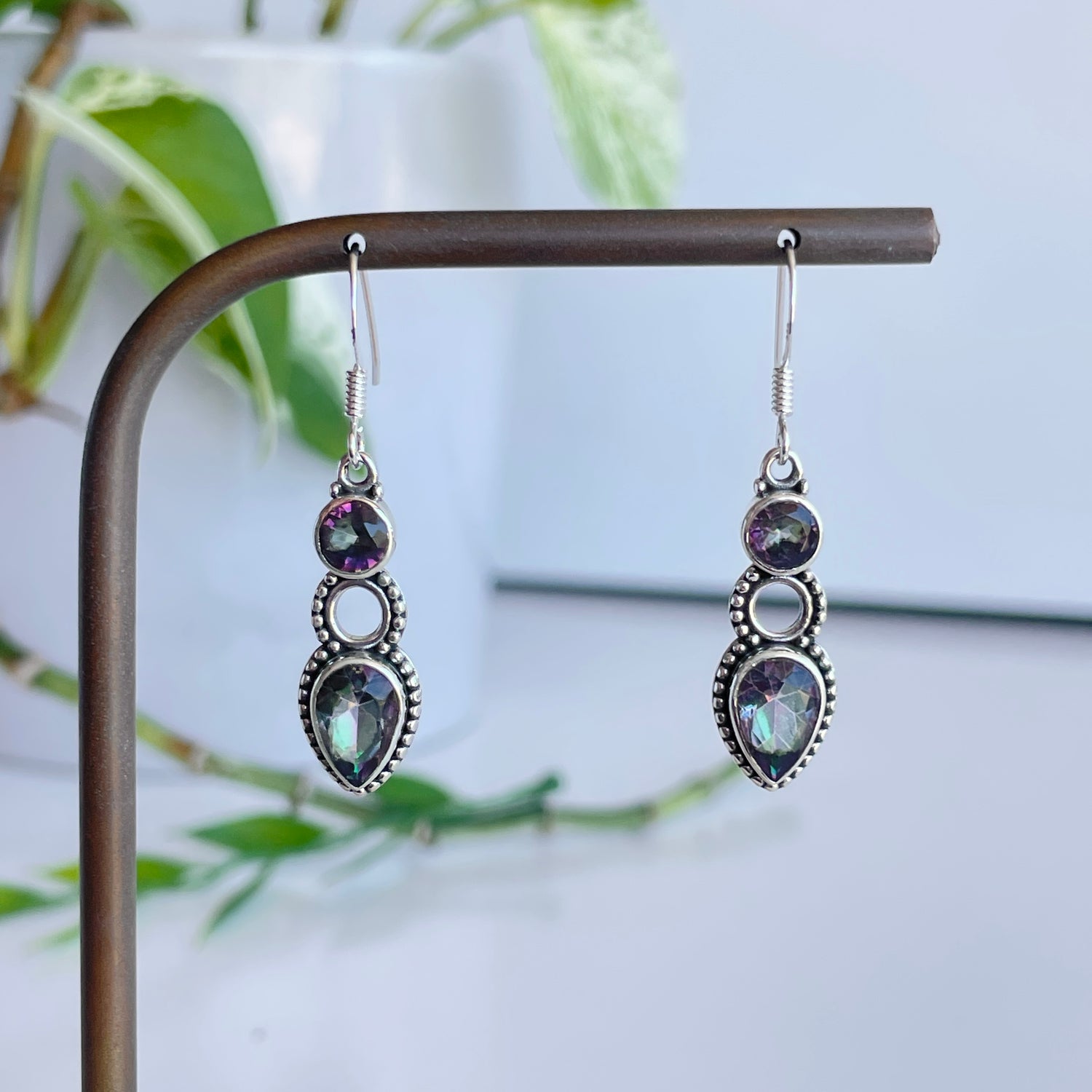 Mystic Topaz Detailed Teardrop Earrings