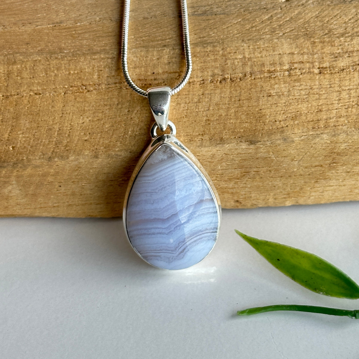 Blue Lace Agate Teardrop Pendant