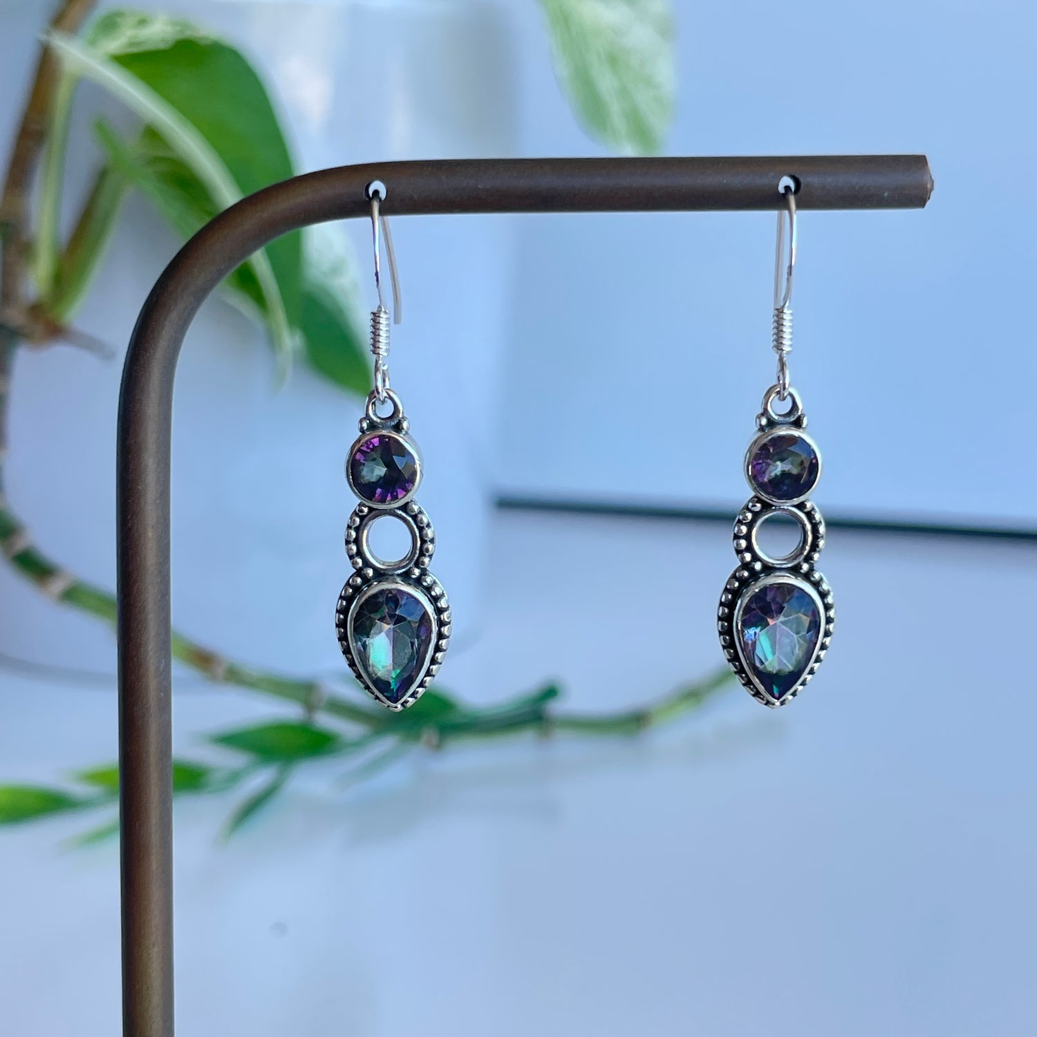 Mystic Topaz Detailed Teardrop Earrings