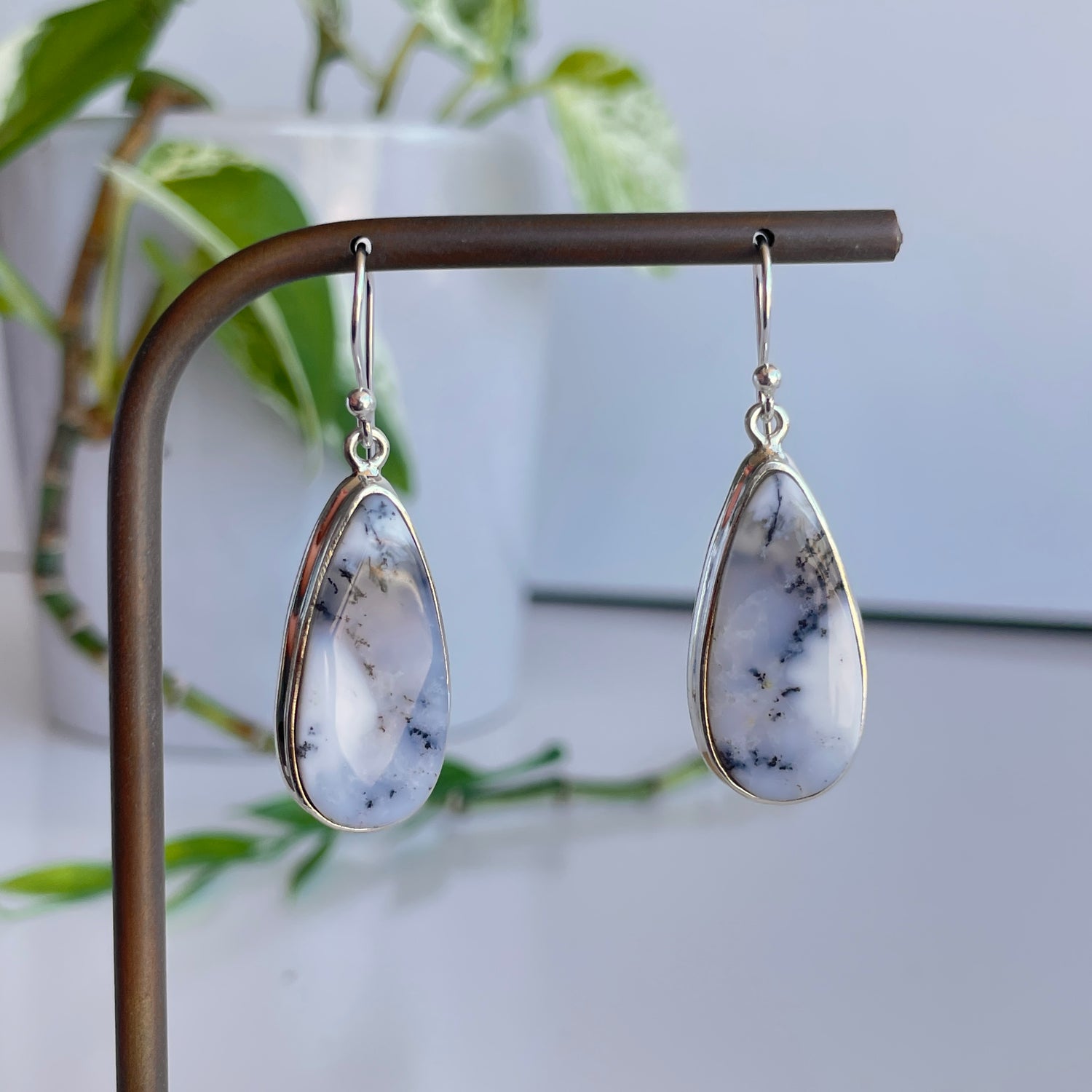 Dendritic Opal Teardrop Earrings
