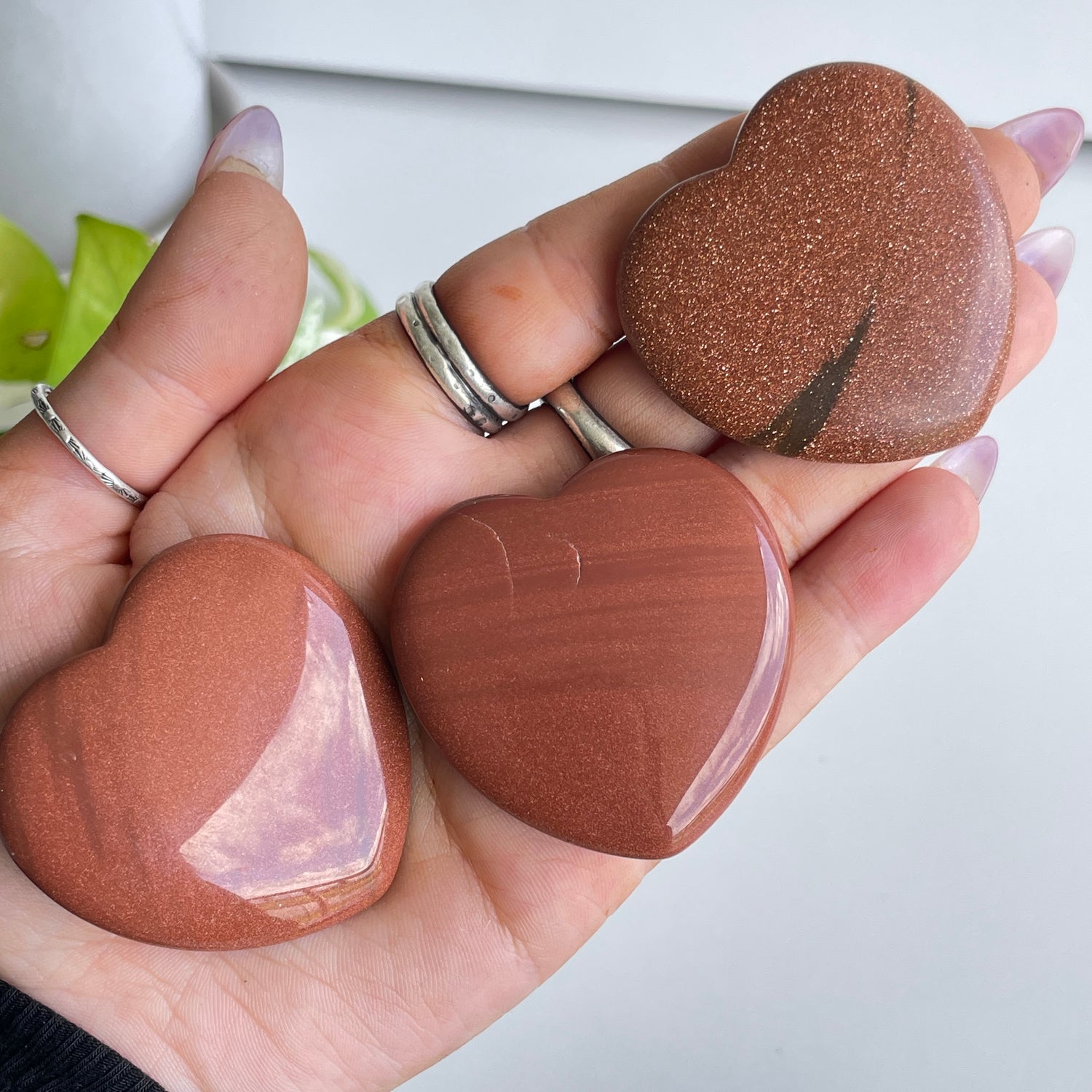 Orange Goldstone Heart