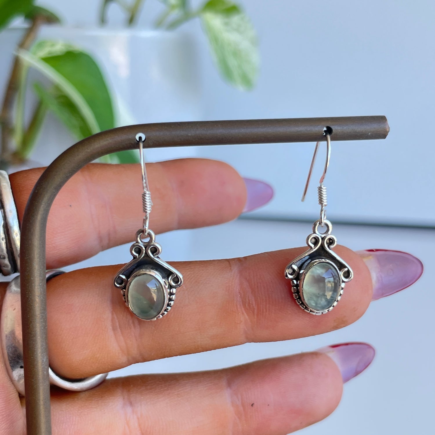 Prehnite Oval Earrings
