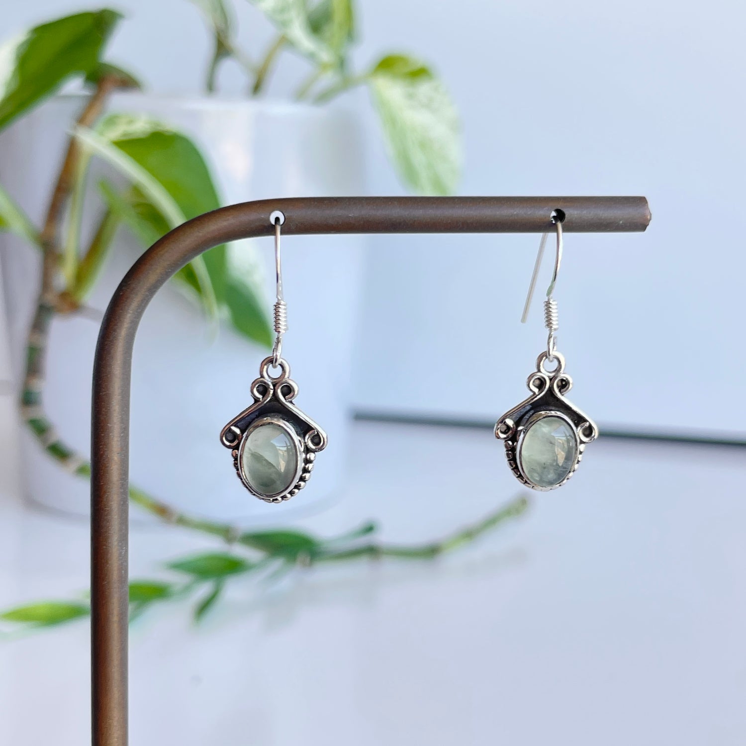 Prehnite Oval Earrings