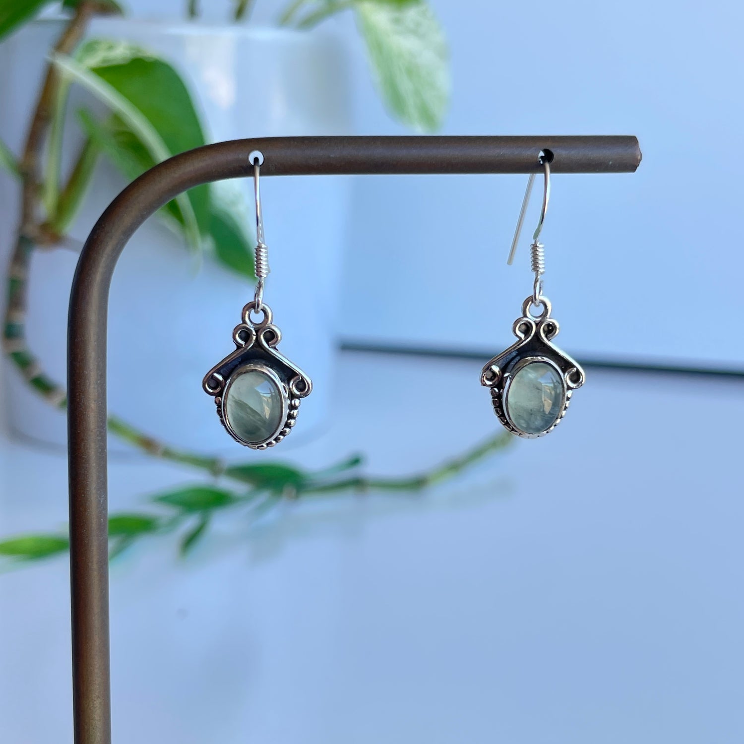 Prehnite Oval Earrings