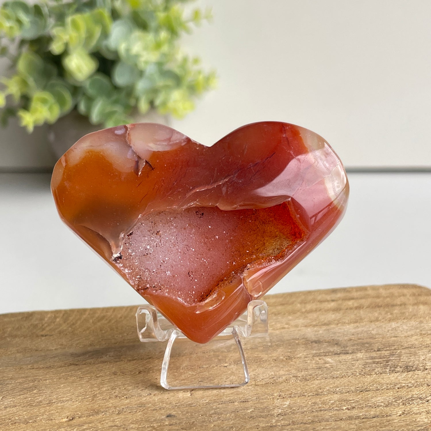 Carnelian Druzy Heart 7cm