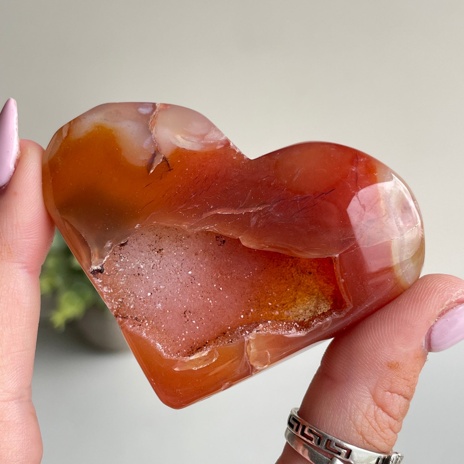 Carnelian Druzy Heart 7cm