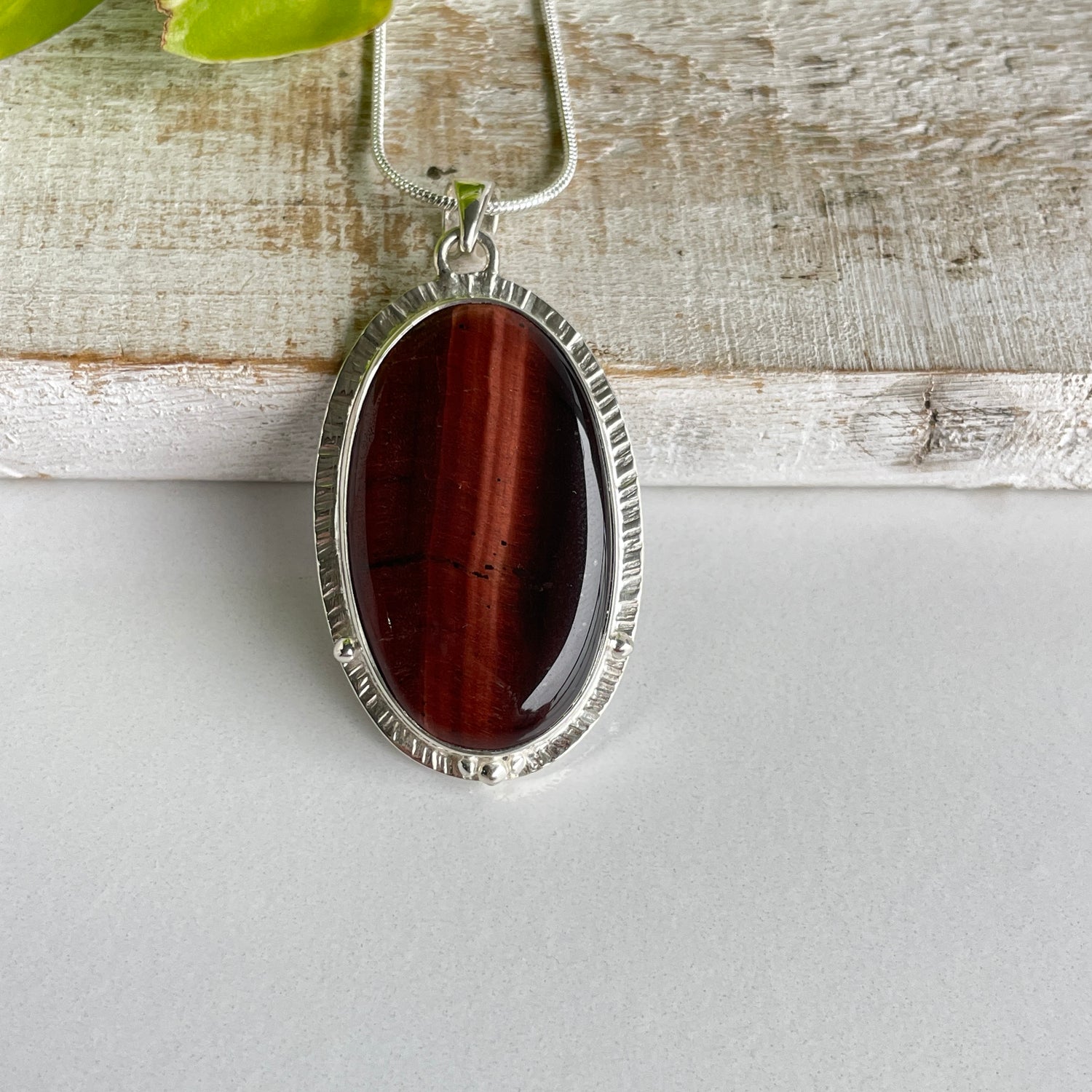 Red Tigers Eye Oval Pendant