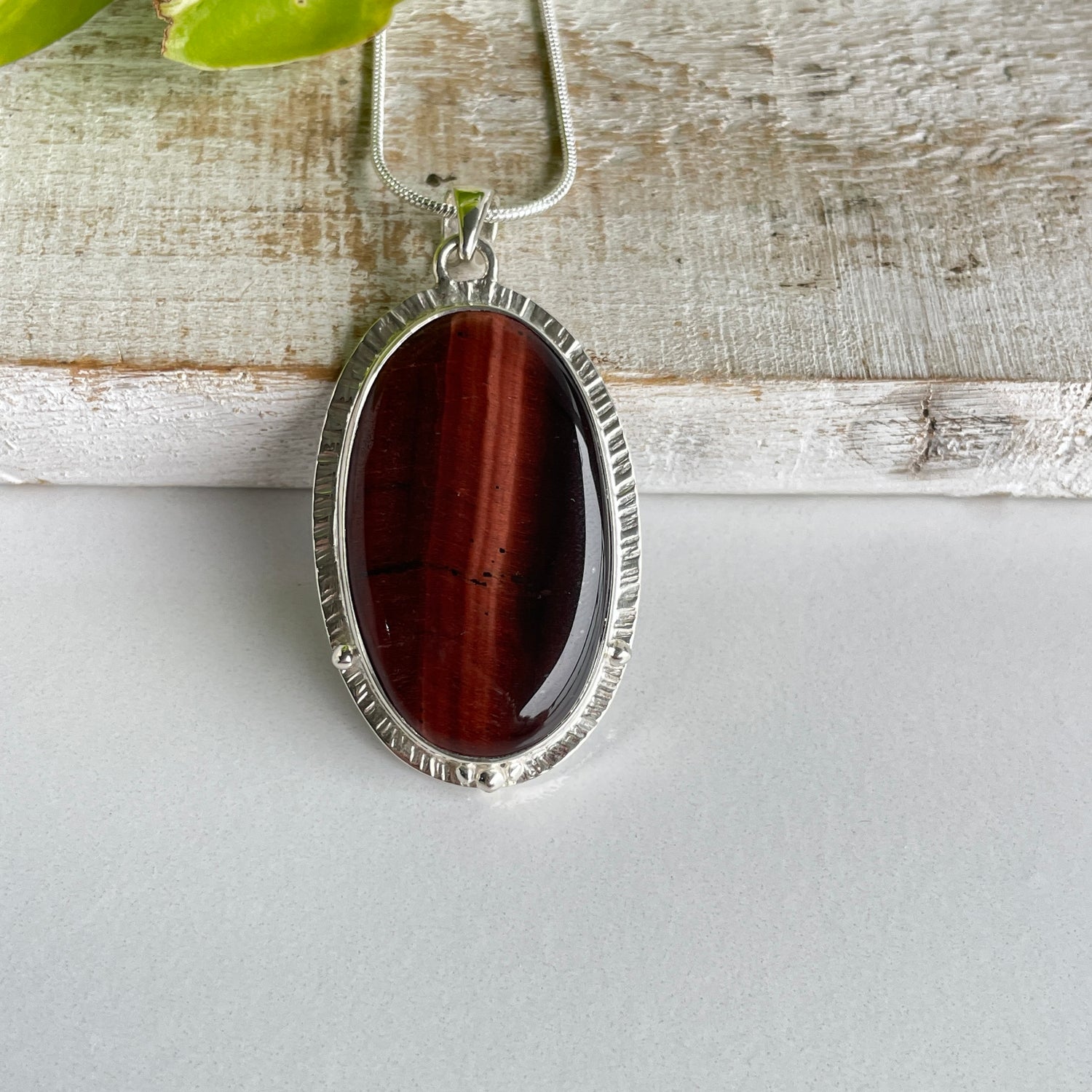 Red Tigers Eye Oval Pendant