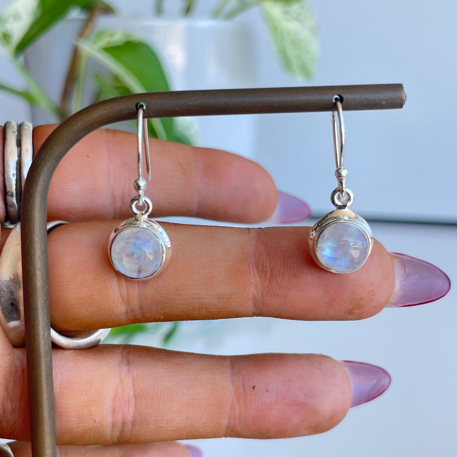 Moonstone Round Earrings