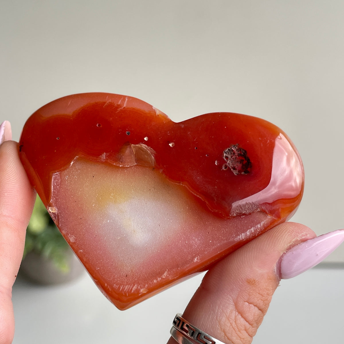 Carnelian Druzy Heart 7.2cm