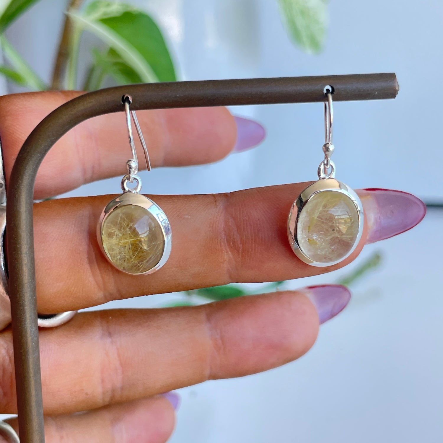 Rutilated Quartz Oval Earrings