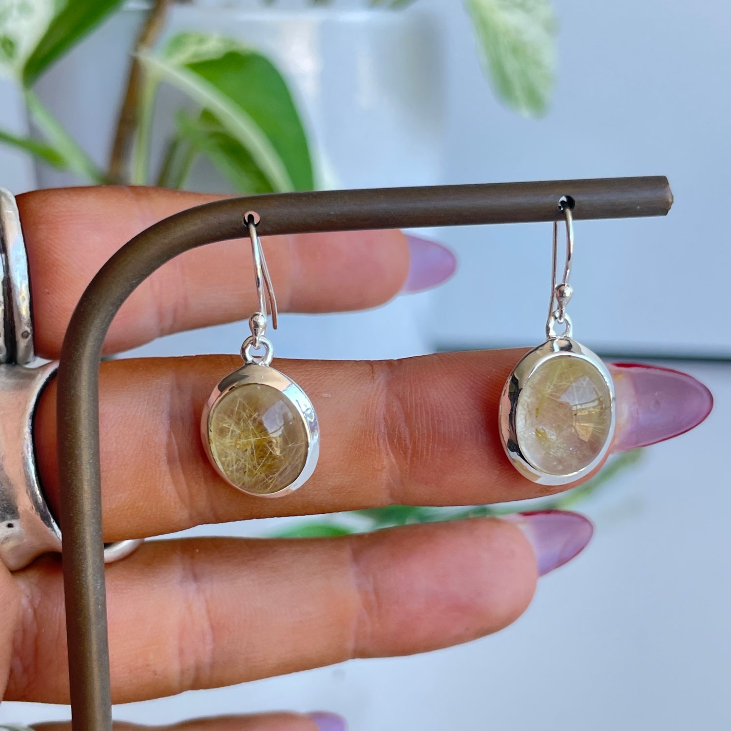 Rutilated Quartz Oval Earrings