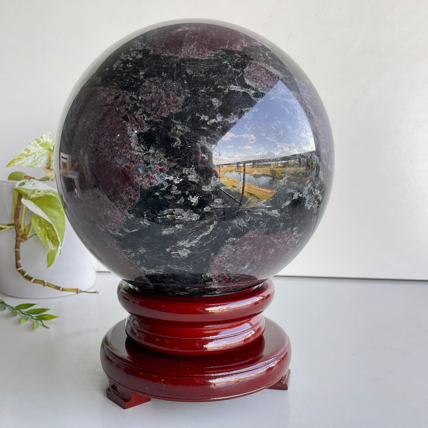 Garnet In Arfvedsonite Sphere 21.7cm