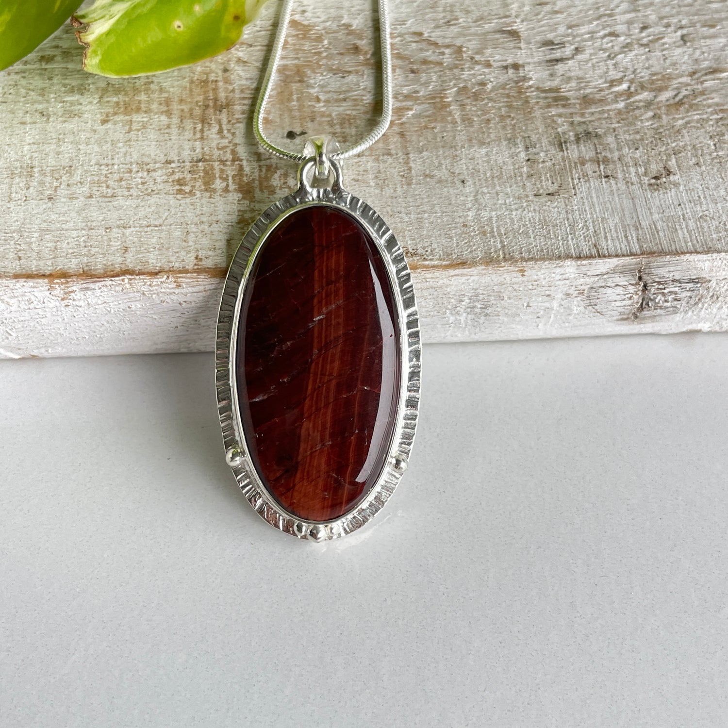 Red Tigers Eye Oval Pendant