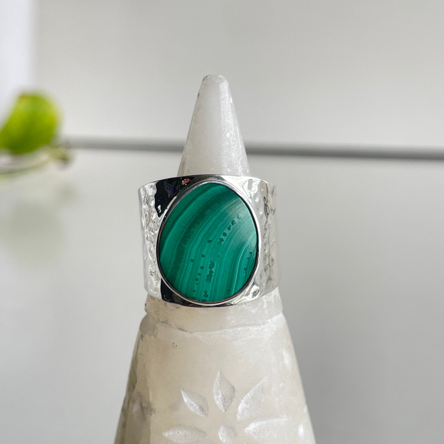 Malachite Wide Ring Sz8.5