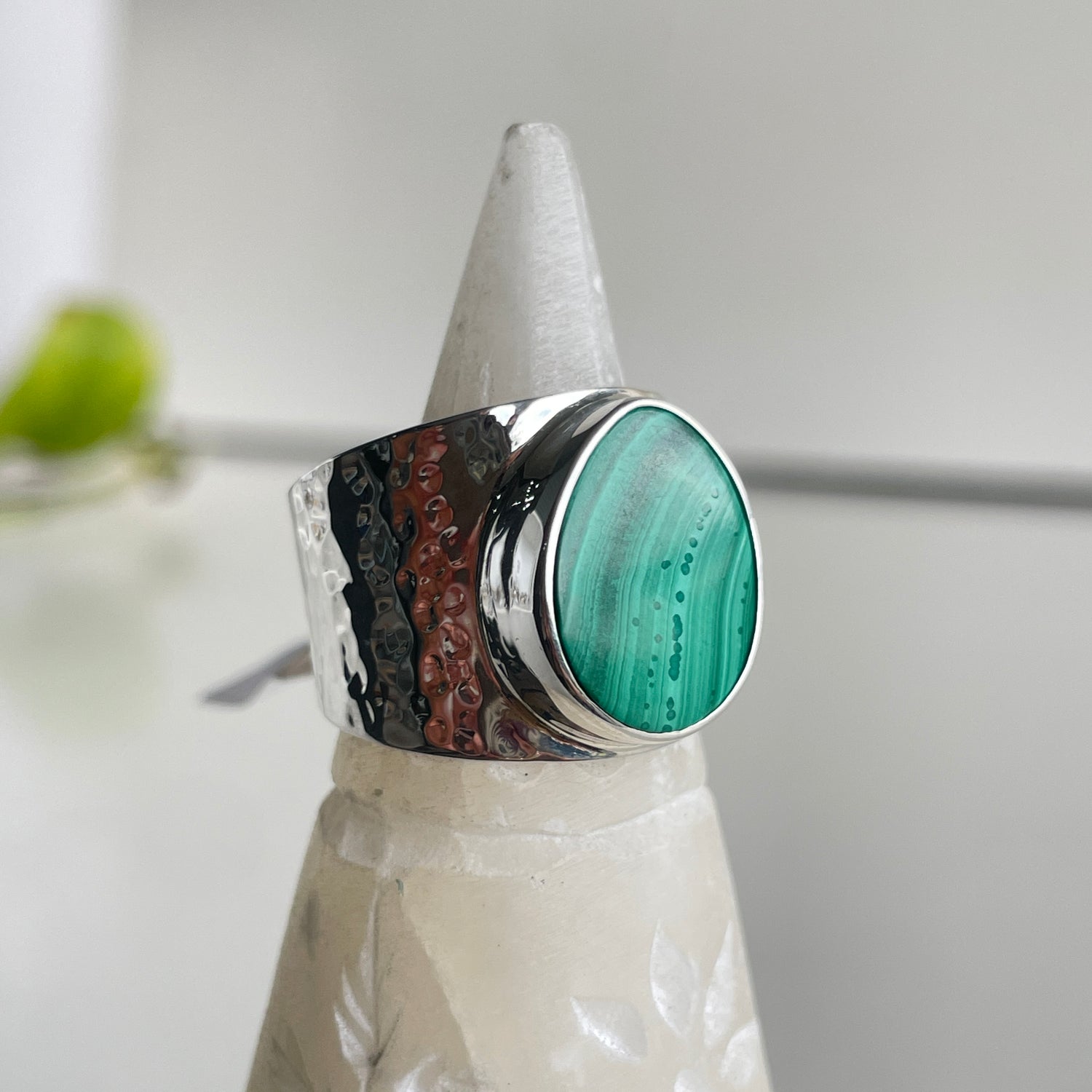 Malachite Wide Ring Sz8.5