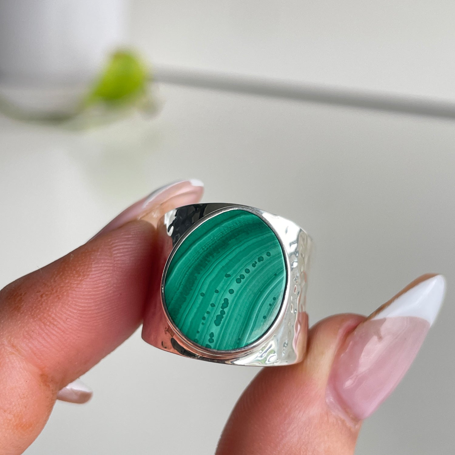 Malachite Wide Ring Sz8.5
