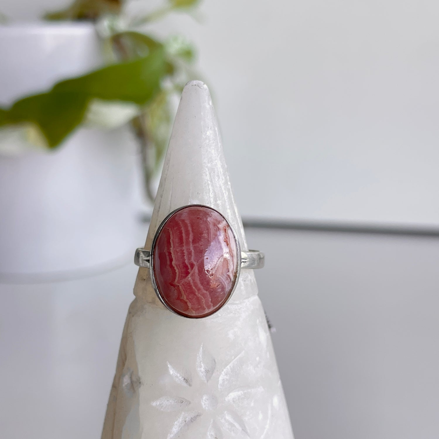 Rhodochrosite Oval Ring Sz9.5