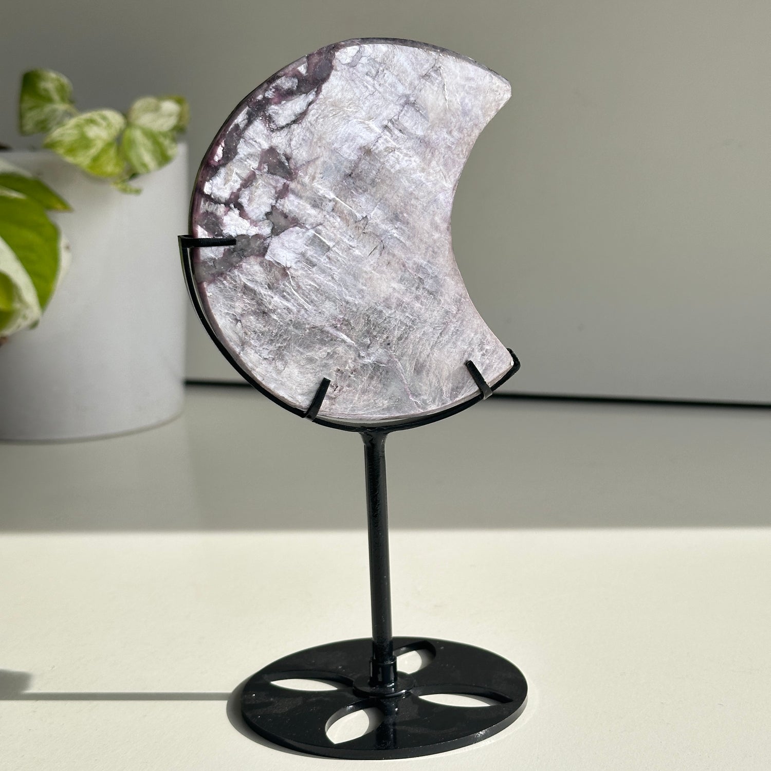 Lepidolite Moon In Stand 10cm