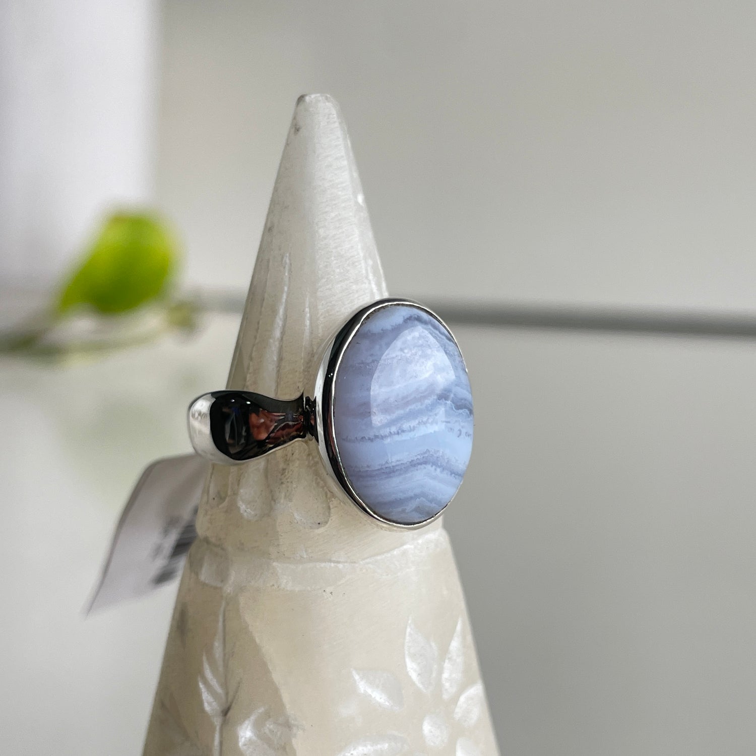 Blue Lace Agate Oval Ring Sz7.5